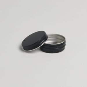 96 x ALB639 15ml Black Aluminium tin with screwlid and EPE liner 42x17.5mm (£0.29p per tin)