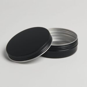 48 x ALB642 100ml Black Aluminium tin with screwlid and EPE liner 83x27mm (£0.54p per tin)