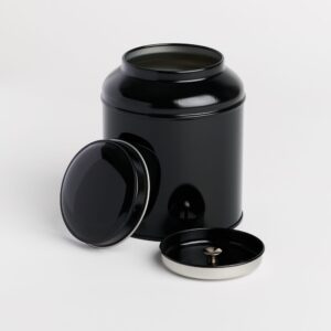12 x Black Round tin with domed lid and inner lid 90x115mm (BL673) (£1.72 Per Tin)