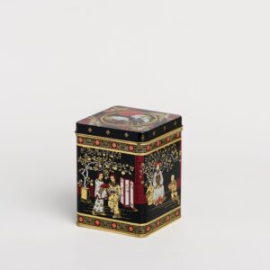 12 x BJ301 Black Jap Tin square 1/4 lb with hinged lid 75x75x95mm (£1.24 Per Tin)