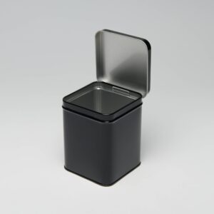 12 x BL669 Black square 1/2lb 200g tin with hinged lid 88x88x115mm (£1.19p Per Tin)