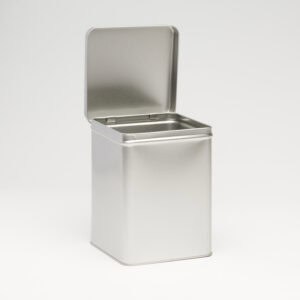 6 x PL828 Plain silver square 750g tin with hinged lid 128x128x174mm (£3.04 Per Tin)