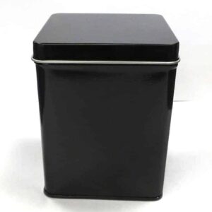 12 x BL674 Plain black square 1/4lb 100g tin with hinged lid 75x75x95mm (£1.14 Per Tin)