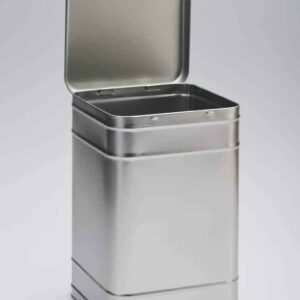 6 x PL426 Plain silver 5lb (2kg) storage tin with hinged lid 165x165x255mm (£6.15 Per Tin)