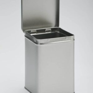 6 x PL415 Plain silver square 1lb 500g tin with hinged lid 102x102x146mm (£1.88 Per Tin)