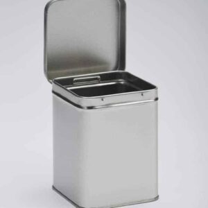 12 x PL419 Plain silver square 1/2lb 200g tin with hinged lid 88x88x115mm (£1.05p Per Tin)