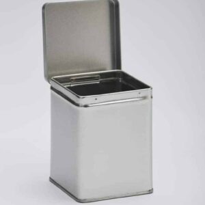 12 x PL418 Plain silver square 1/4lb 100g tin with hinged lid 75x75x95mm (£0.83p Per Tin)