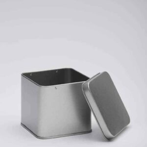 12 x PL401 Plain silver square 125g low tin with slip lid 88x88x80mm (£1.18p Per Tin)