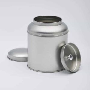 12 x PL414 Plain Silver 125g Round Domed Tin with slip lid & Inner Lid 90x115mm (£1.67 Per Tin)