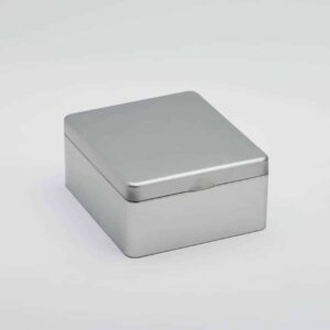 6 x TES757 Plain Silver Tea selection tin with 4 sections and hinged lid 155x135x70mm (£3.14 Per Tin)