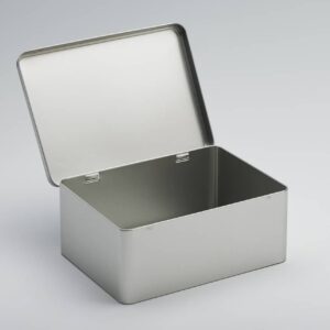 6 x PL420 Plain Silver A5 Rectangular Tin Large with hinged lid 220x160x90mm (£3.99 Per Tin)
