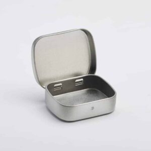48 x PL424 Plain Silver Pastille tin with hinged lid small 59x47x19mm (£0.40 Per Tin)