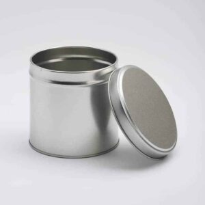 12 x PL825 Plain silver round 250g tin with slip lid 95x130mm (£1.55 Per Tin)