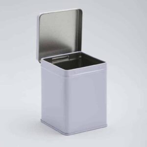 12 x WR242 White square 1/4lb 100g medium tin with Hinged Lid 75x75x95mm (£1.14 Per Tin)