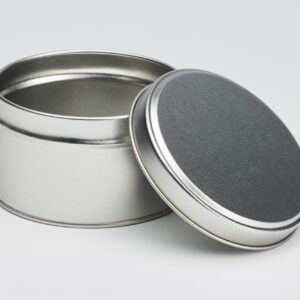 12 x PL432 Plain silver round 250g tin with slip lid 107x65mm (£1.36 Per Tin)