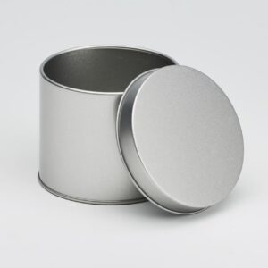 24 x PL624 Plain Silver Round tin with slip lid Small 85x70mm (£1.26 per tin)