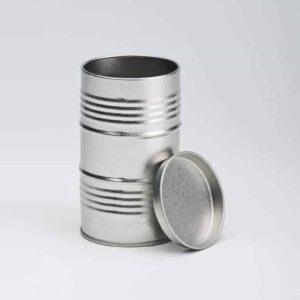 12 x PL410 Plain Silver Oil Drum with slip lid 65x110mm (£1.05p Per Tin)