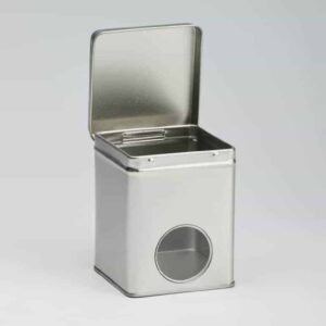 12 x WIN913 Square Window tin with hinged lid 100g 75x75x95mm (£1.27 Per Tin)