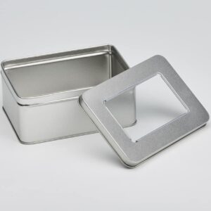 12 x WIN900 Rectanglar Window tin with slip lid 143x101x62 (£1.70 Per Tin)