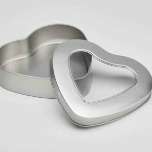 12 x WIN906 Heart Shaped Window Tin with slip lid 127x122x28mm (£1.39 Per Tin)