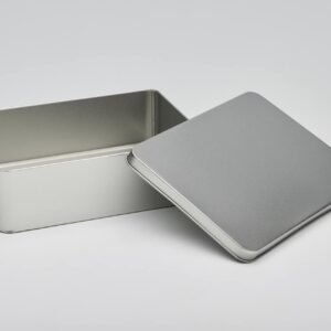 10 x PL637 Plain Silver Rectangular tin with sliplid Extra Large 217x137x62mm (£2.49 per tin)