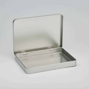 12 x PL726 Plain Silver A5 Tin with Hinged Lid 220x160x25mm (£1.30 Per Tin)