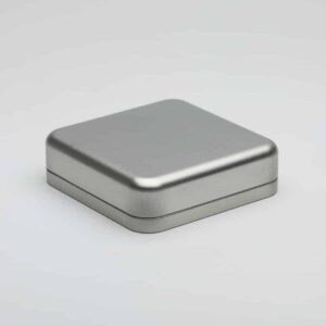 12 x PL638 Plain Silver Square tin with slip lid 120x120x35mm (£1.26 per tin)